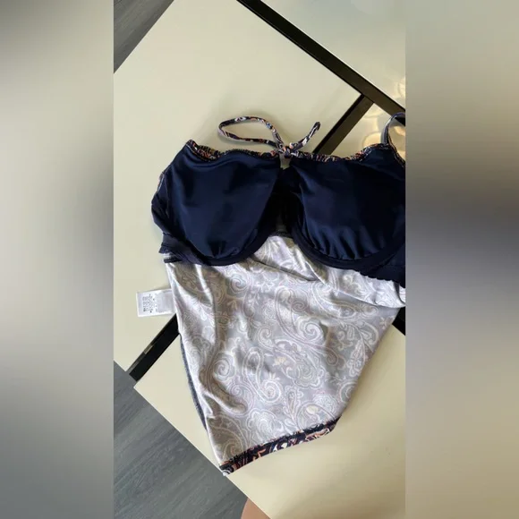 New Lands' End 2-Piece Tankini Set NWT - Paisley Print Underwire Support Size 10 - Picture 16 of 16